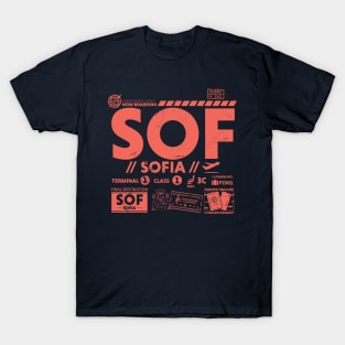 Vintage Sofia SOF Airport Code Travel Day Retro Travel Tag Bulgaria T-Shirt